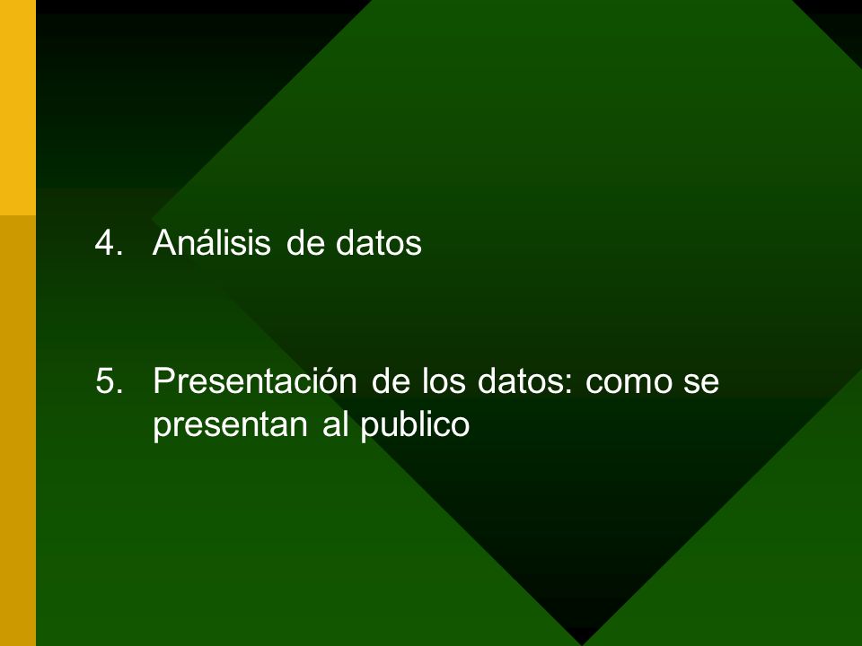 Análisis de datos Presentación de los datos: como se presentan al publico