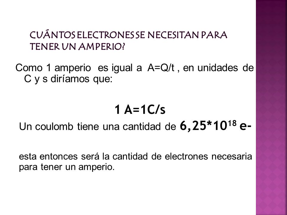 Cuántos electrones se necesitan para tener un amperio