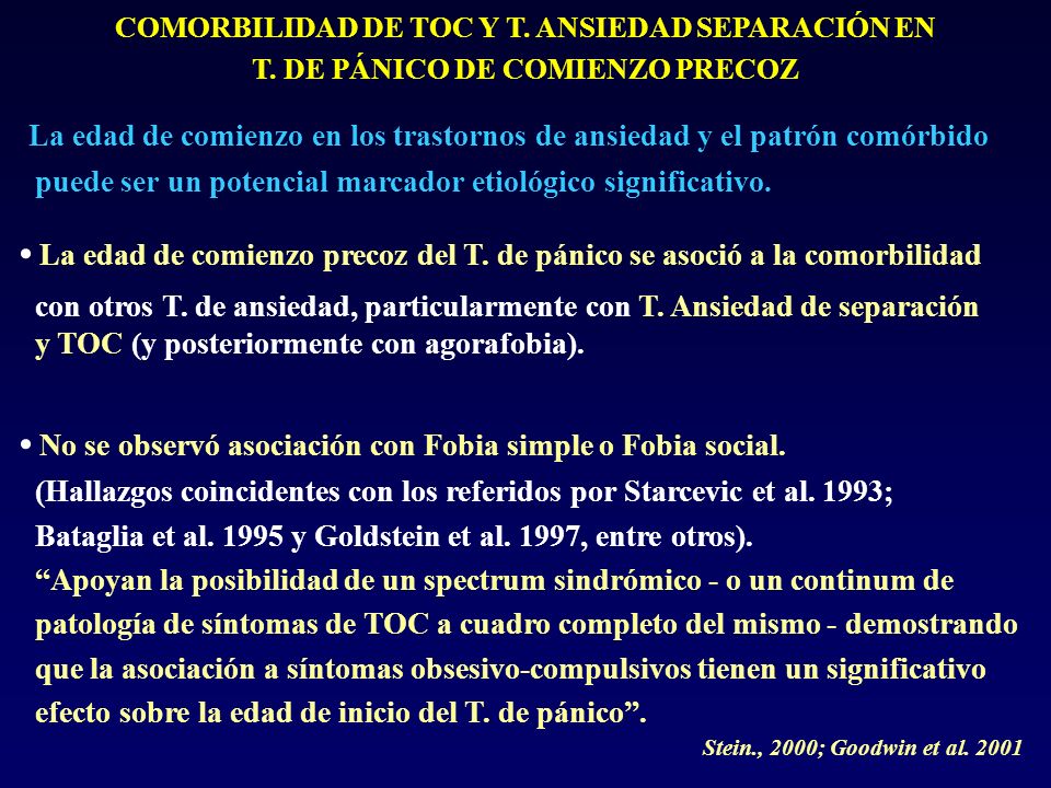 • No se observó asociación con Fobia simple o Fobia social.