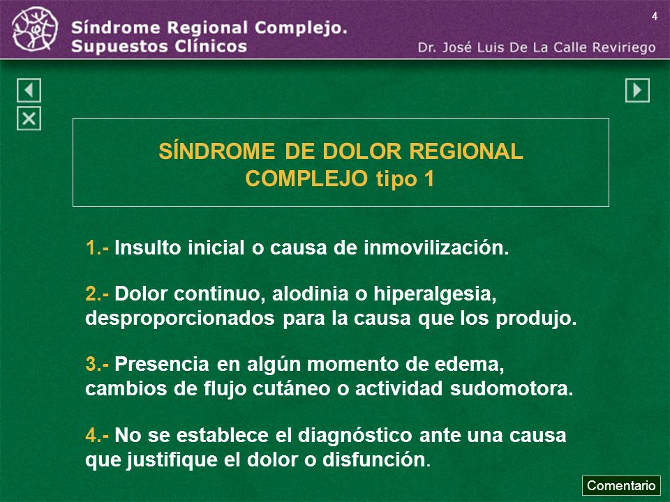 SÍNDROME DE DOLOR REGIONAL COMPLEJO tipo 1