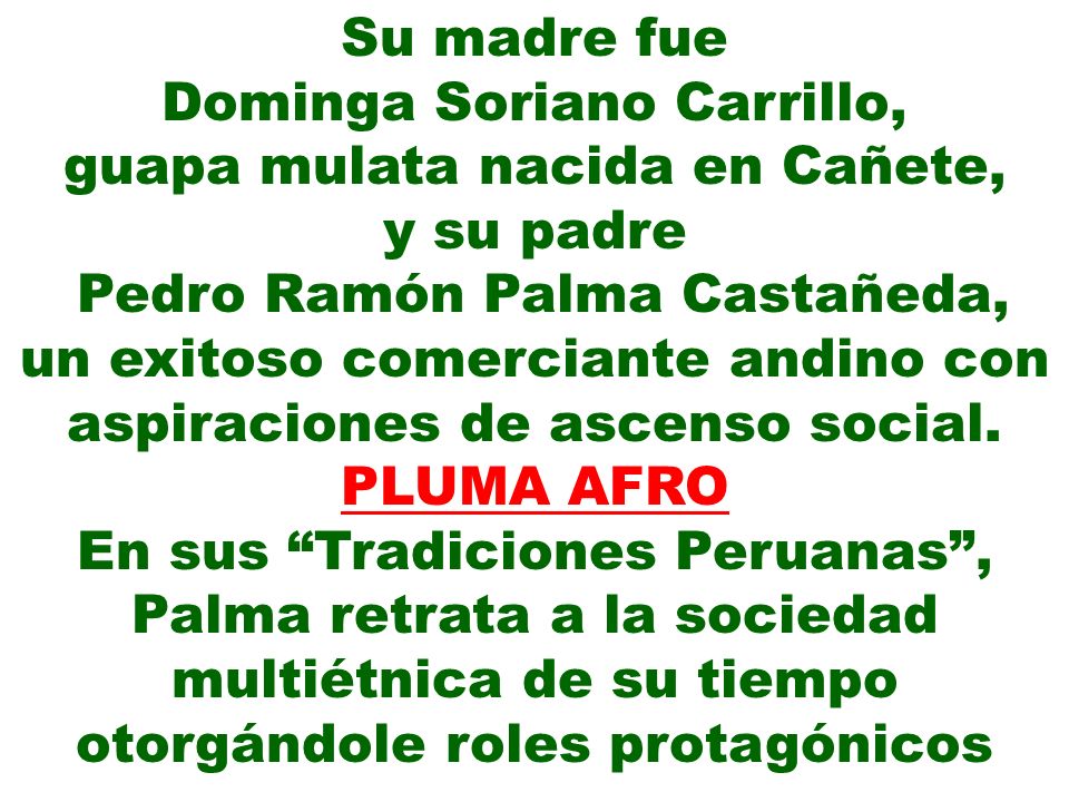 Dominga Soriano Carrillo, guapa mulata nacida en Cañete, y su padre