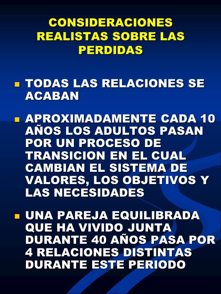 CONSIDERACIONES REALISTAS SOBRE LAS PERDIDAS