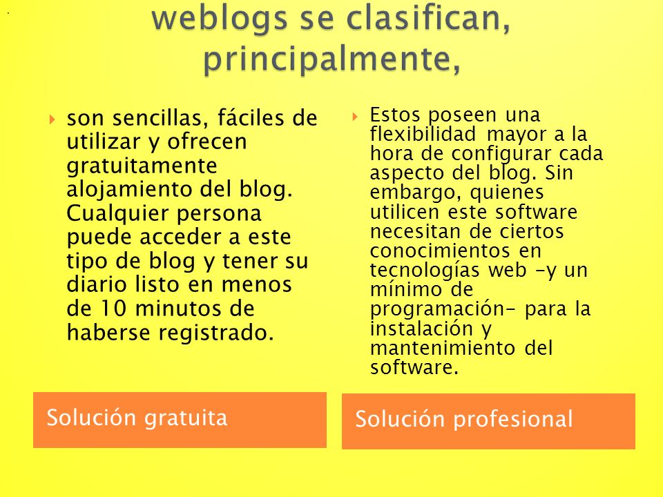 weblogs se clasifican, principalmente,