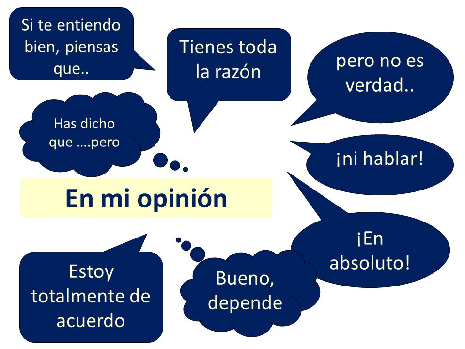 En mi opinión Tienes toda la razón pero no es verdad.. ¡ni hablar!