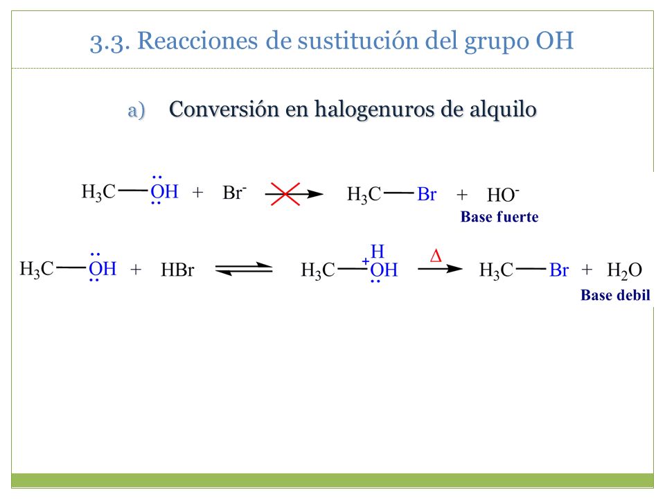 3.3. Reacciones de sustitución del grupo OH