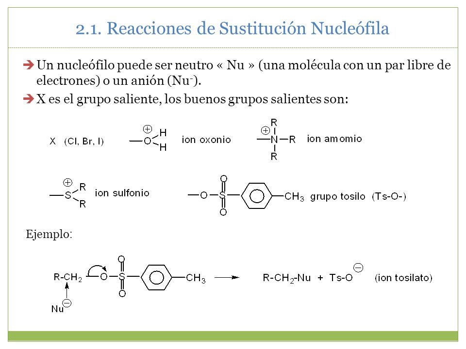 2.1. Reacciones de Sustitución Nucleófila
