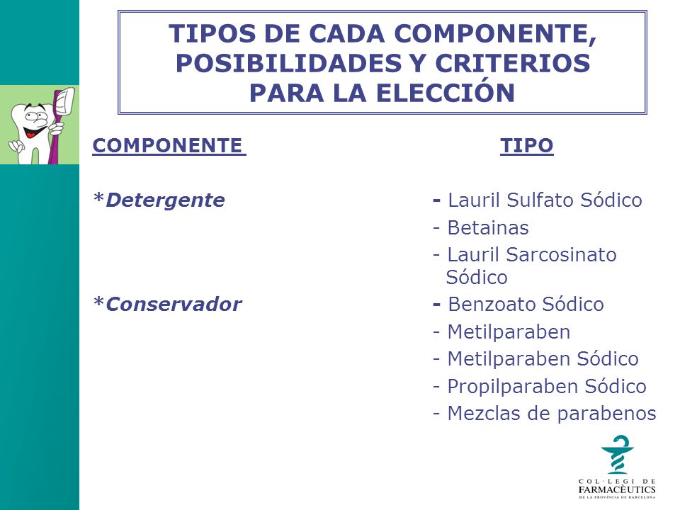 TIPOS DE CADA COMPONENTE, POSIBILIDADES Y CRITERIOS PARA LA ELECCIÓN