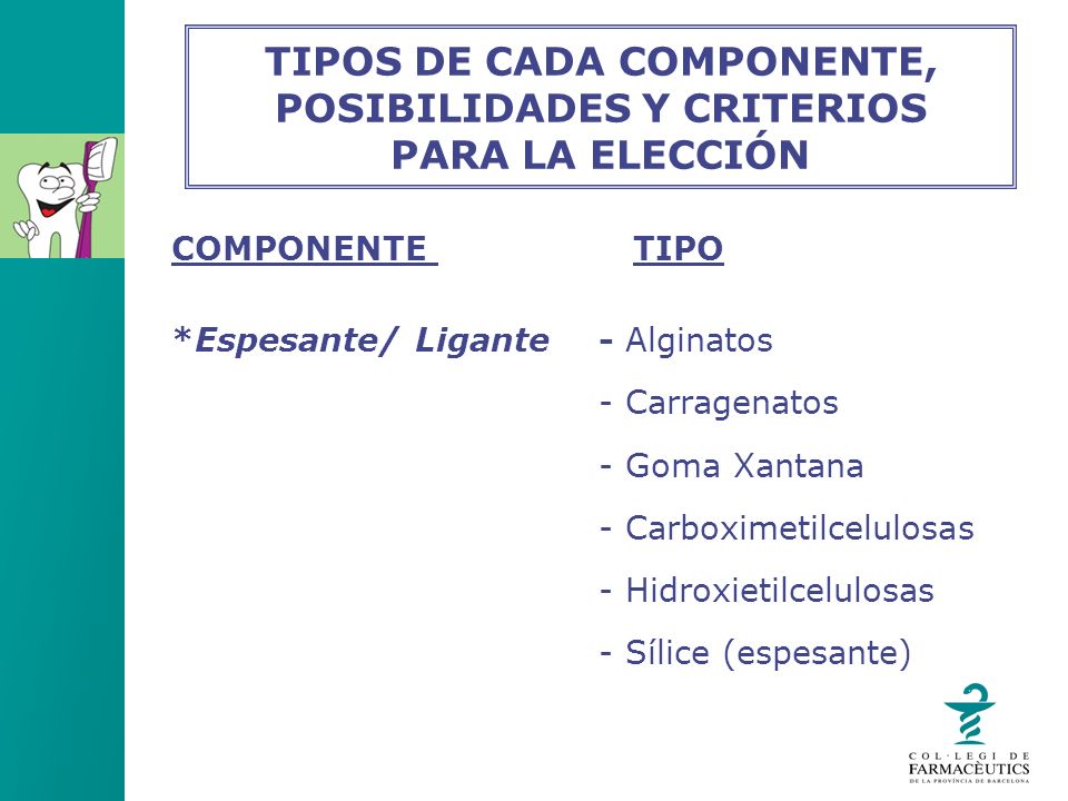 TIPOS DE CADA COMPONENTE, POSIBILIDADES Y CRITERIOS PARA LA ELECCIÓN