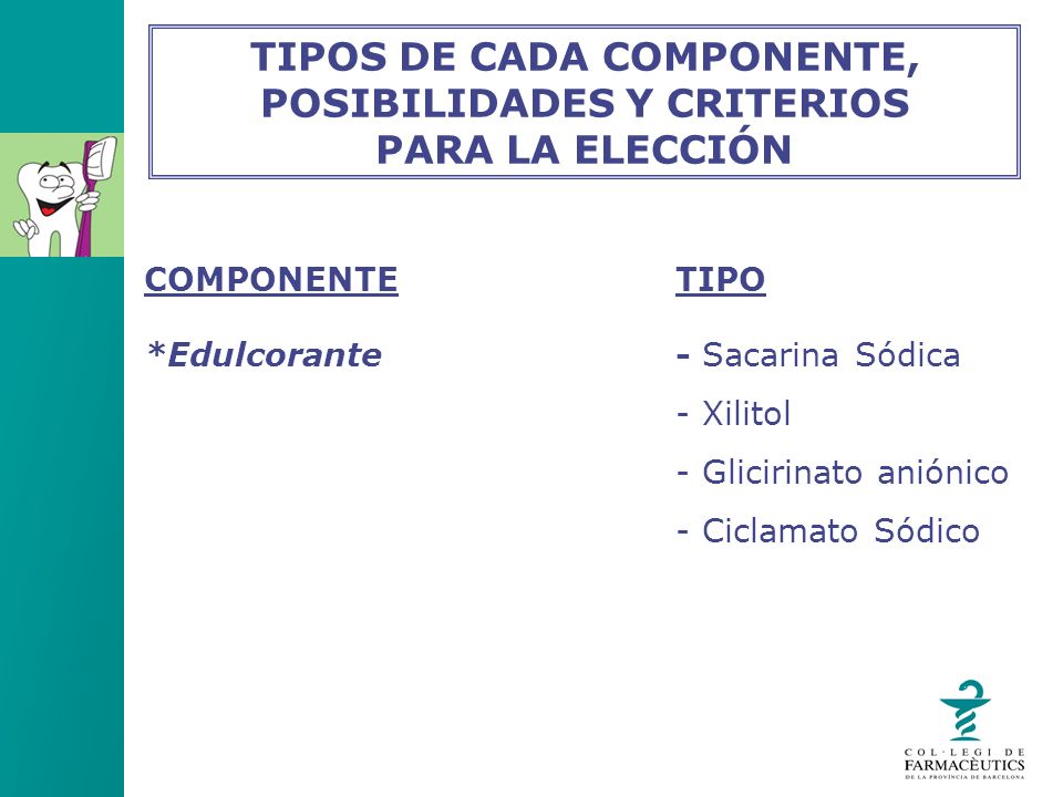 TIPOS DE CADA COMPONENTE, POSIBILIDADES Y CRITERIOS PARA LA ELECCIÓN