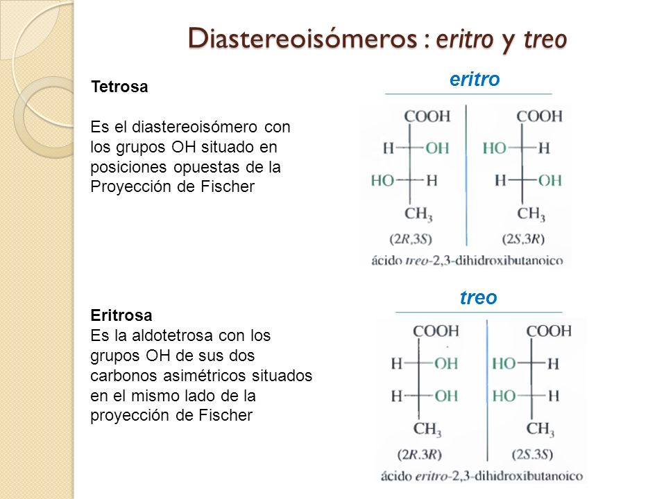 Diastereoisómeros : eritro y treo