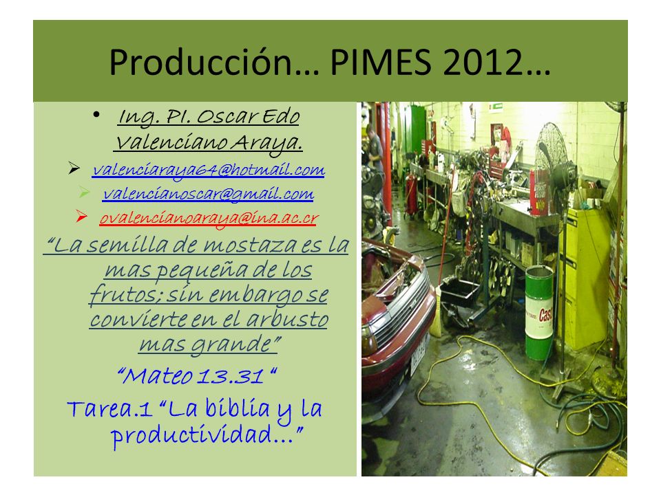 Producción… PIMES 2012… Mateo