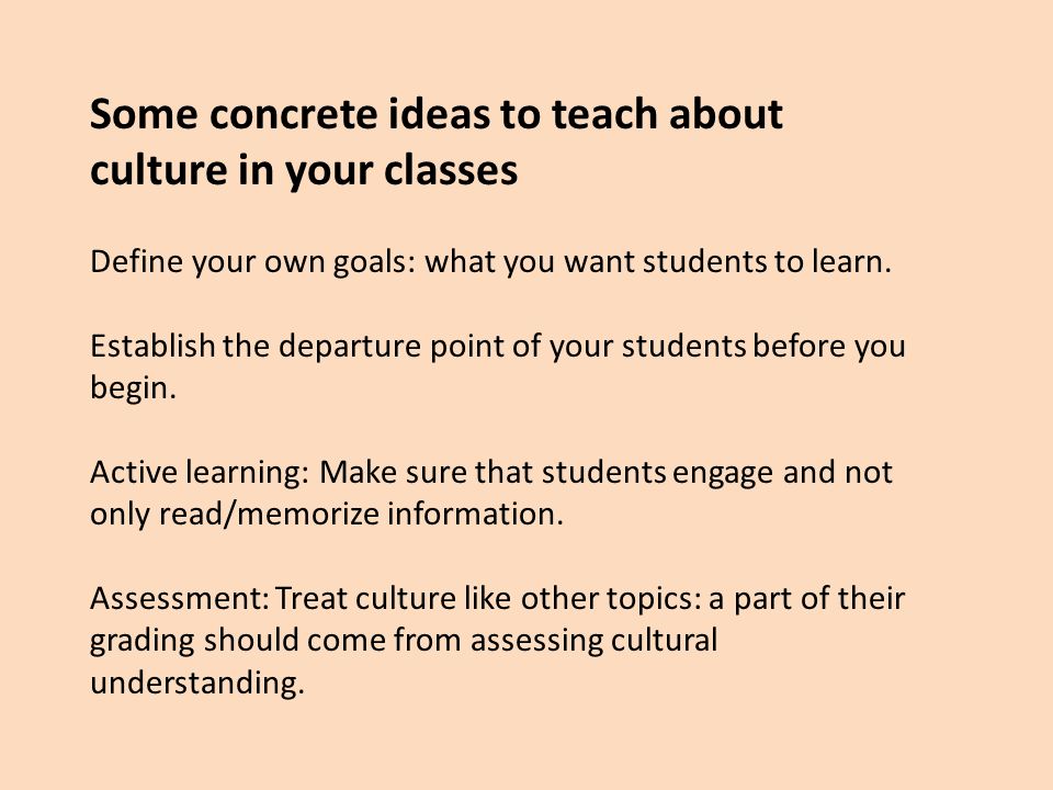 Some concrete ideas to teach about culture in your classes