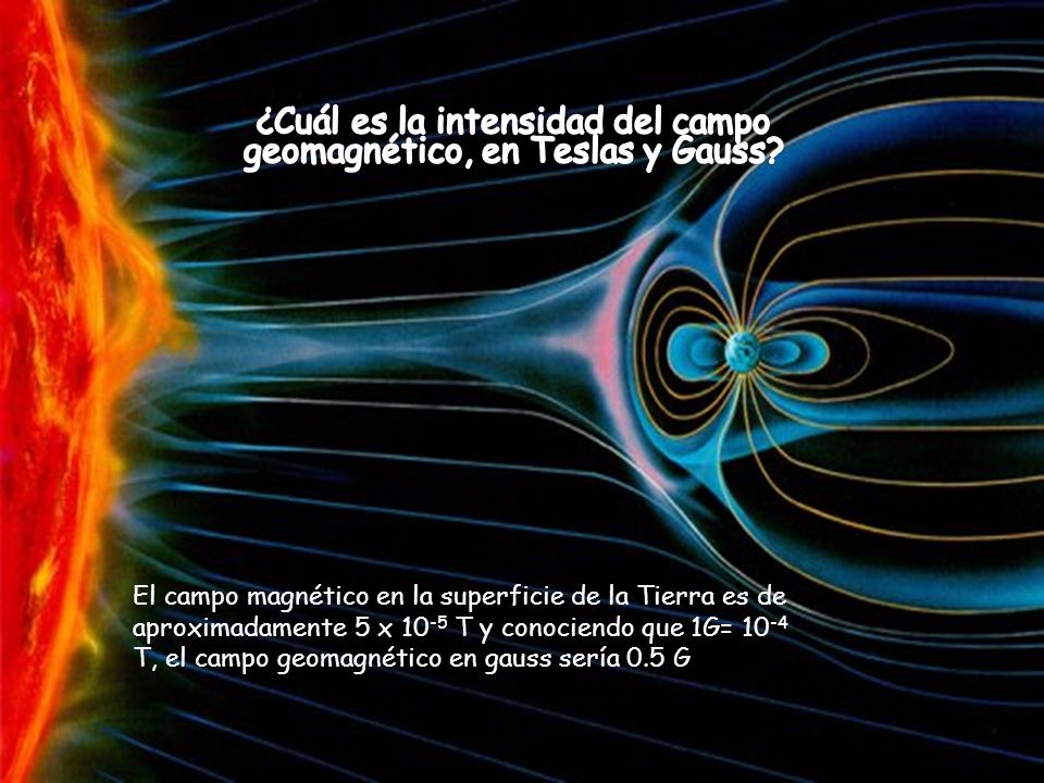 ¿Cuál es la intensidad del campo geomagnético, en Teslas y Gauss