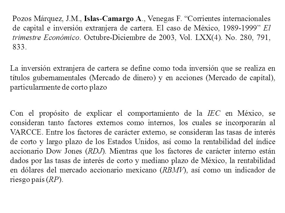 Pozos Márquez, J. M. , Islas-Camargo A. , Venegas F