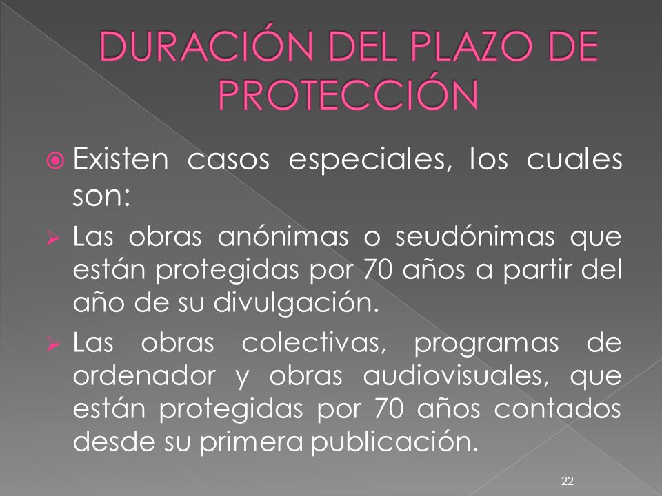 DURACIÓN DEL PLAZO DE PROTECCIÓN