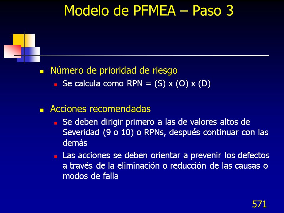 Modelo de PFMEA – Paso 3 Número de prioridad de riesgo