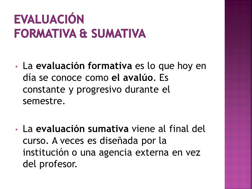 Evaluación formativa & sumativa