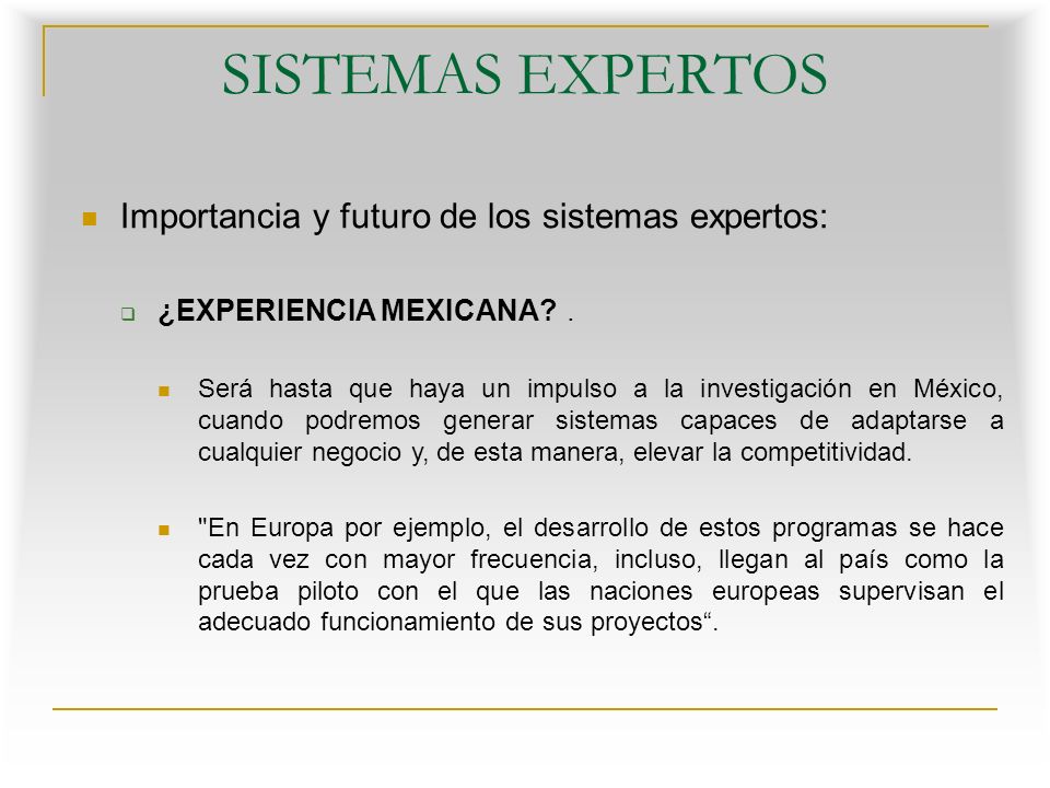 SISTEMAS EXPERTOS Importancia y futuro de los sistemas expertos: