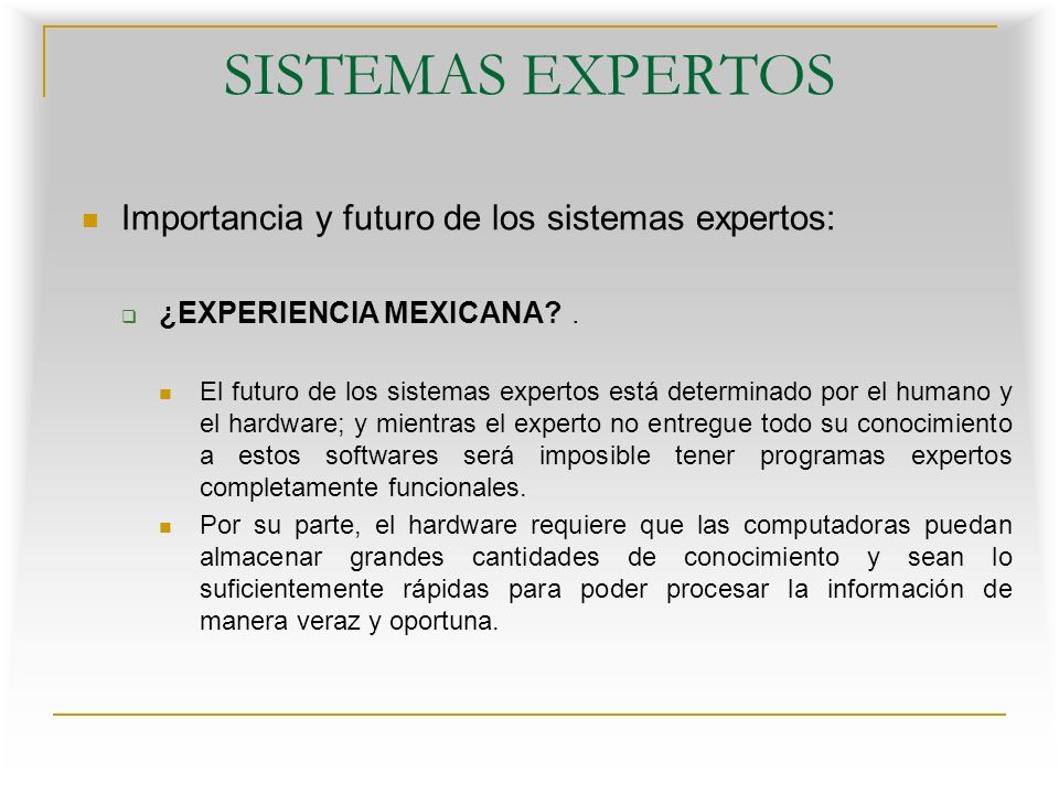 SISTEMAS EXPERTOS Importancia y futuro de los sistemas expertos: