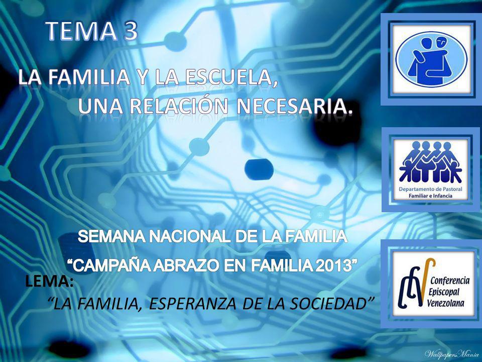 TEMA 3 La familia y la escuela, una relación necesaria. LEMA: