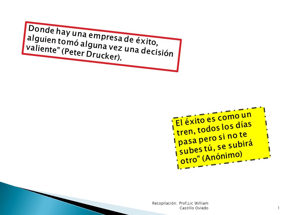 Donde hay una empresa de éxito, alguien tomó alguna vez una decisión valiente (Peter Drucker).