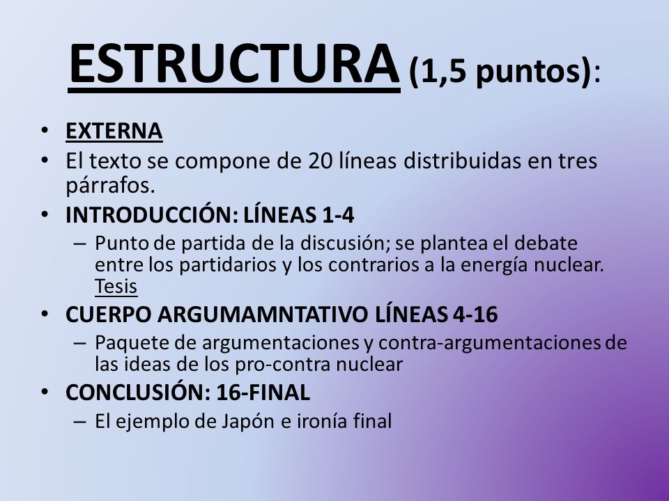 ESTRUCTURA (1,5 puntos): EXTERNA