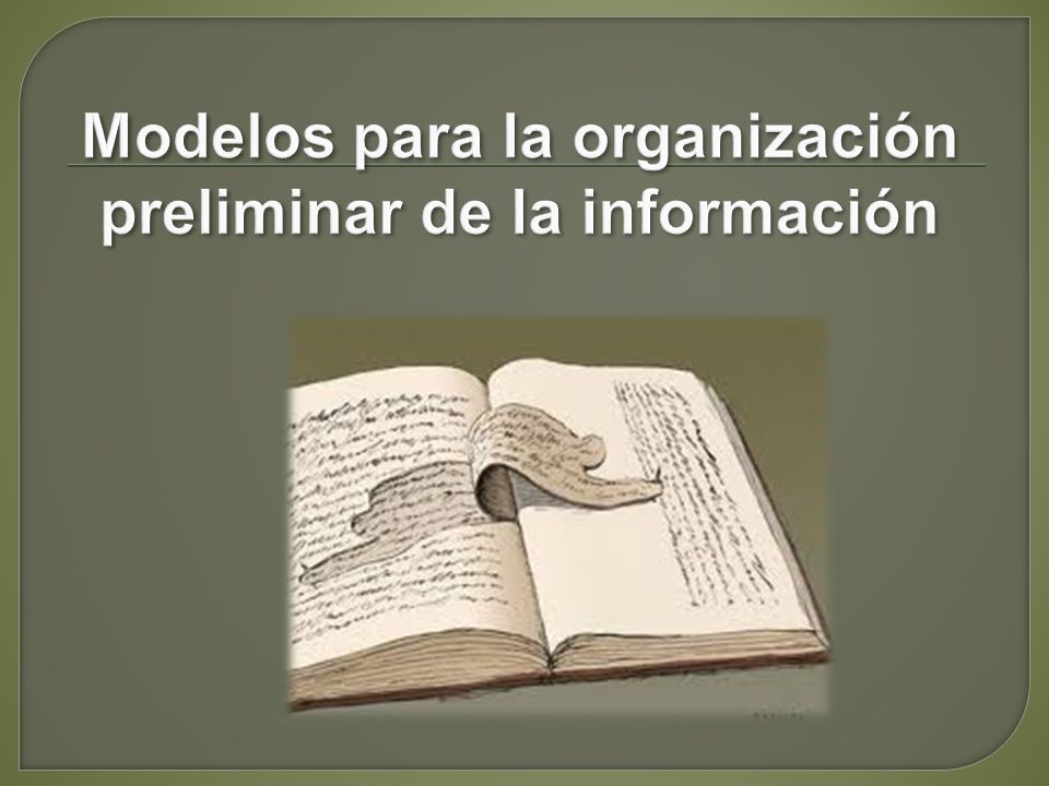 Modelos para la organización preliminar de la información