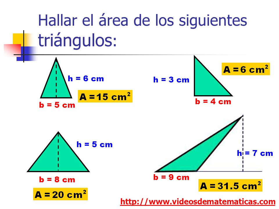 Hallar el área de los siguientes triángulos: