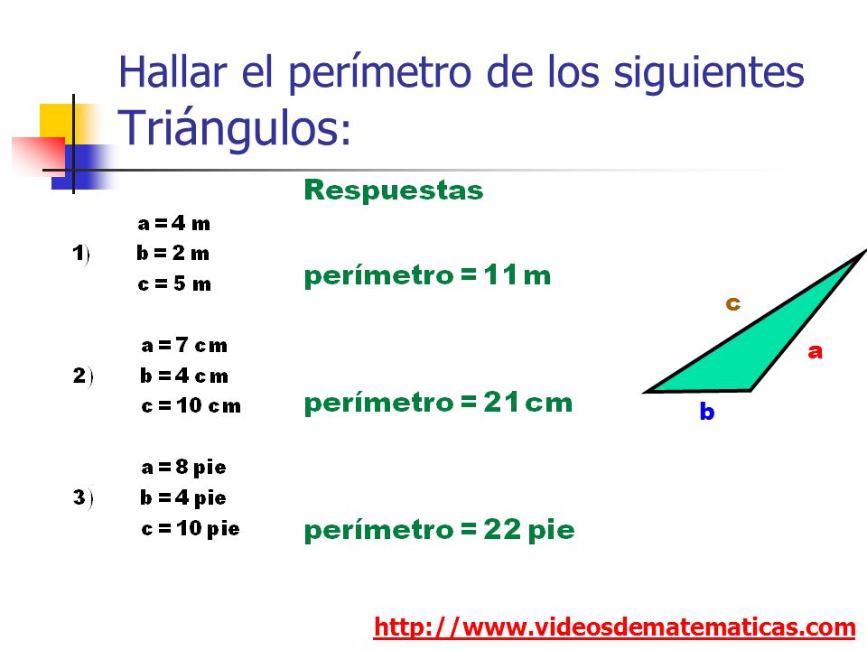Hallar el perímetro de los siguientes Triángulos: