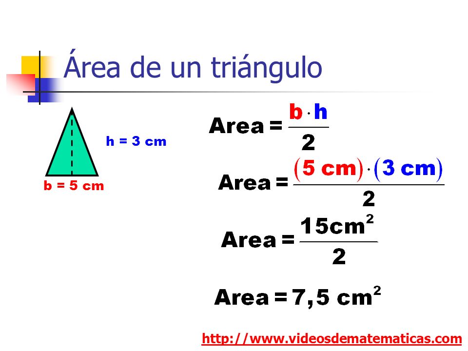 Área de un triángulo h = 3 cm b = 5 cm