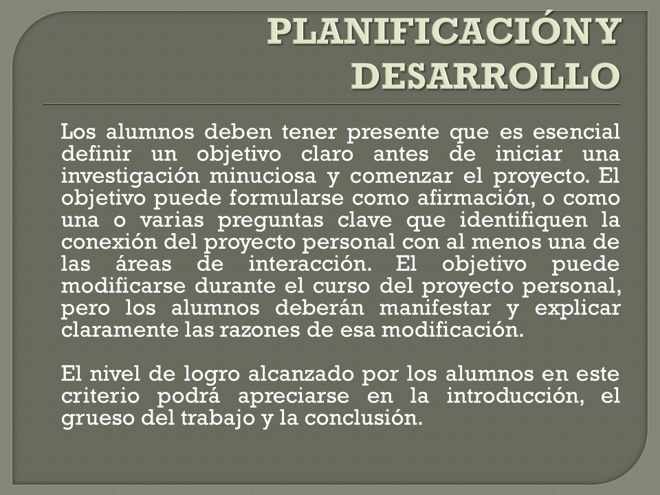 PLANIFICACIÓN Y DESARROLLO