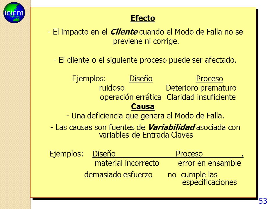 - El cliente o el siguiente proceso puede ser afectado.