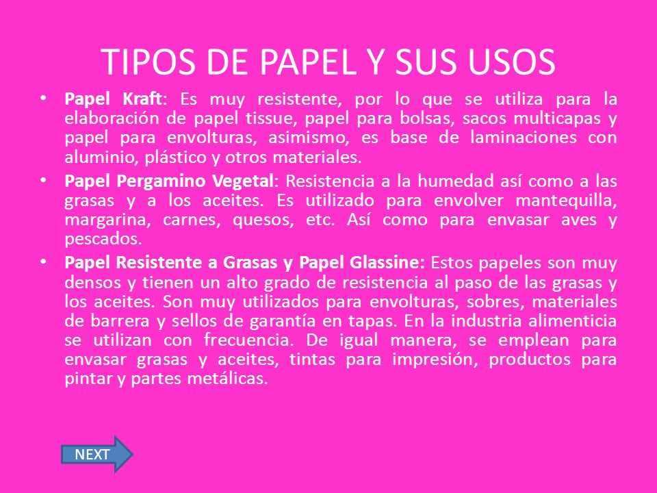 TIPOS DE PAPEL Y SUS USOS