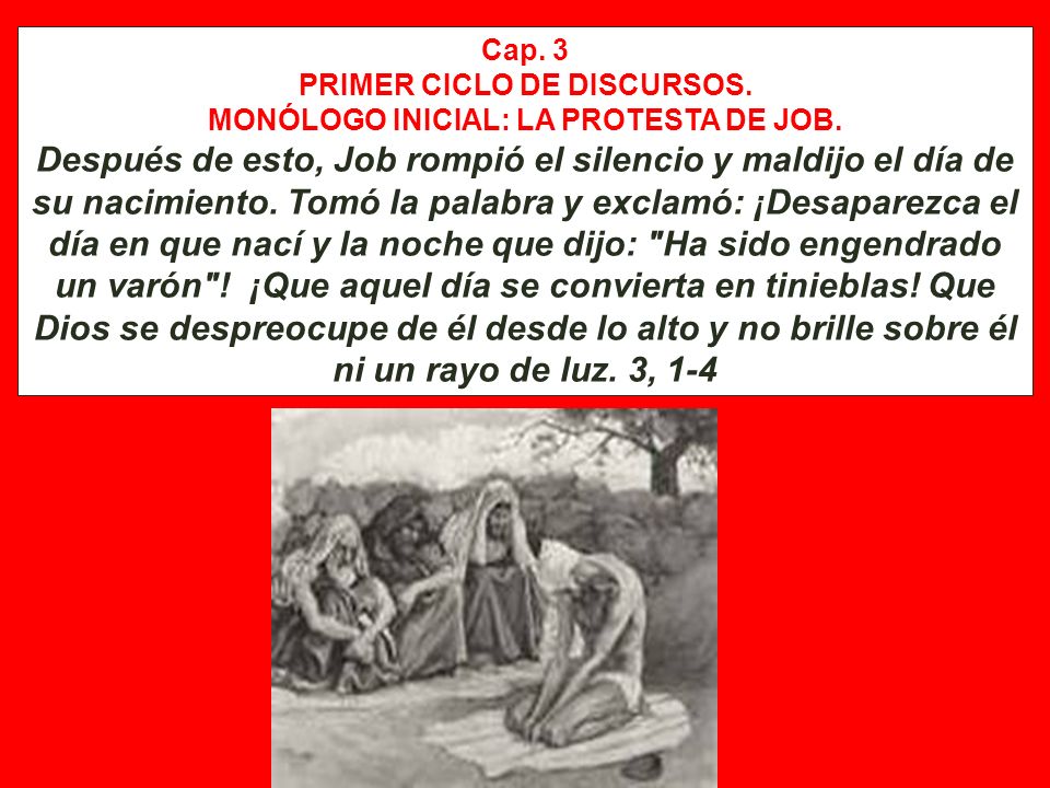 PRIMER CICLO DE DISCURSOS. MONÓLOGO INICIAL: LA PROTESTA DE JOB.