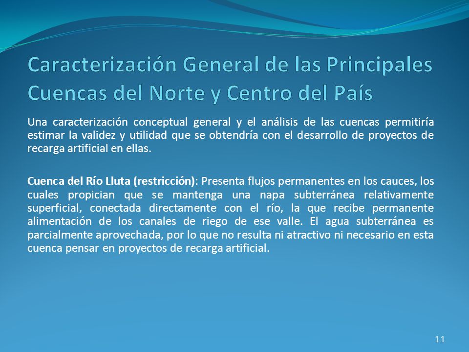 Caracterización General de las Principales Cuencas del Norte y Centro del País