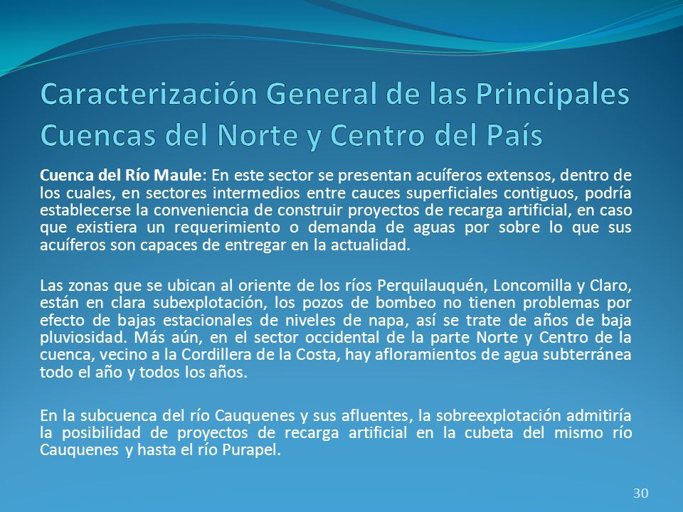 Caracterización General de las Principales Cuencas del Norte y Centro del País