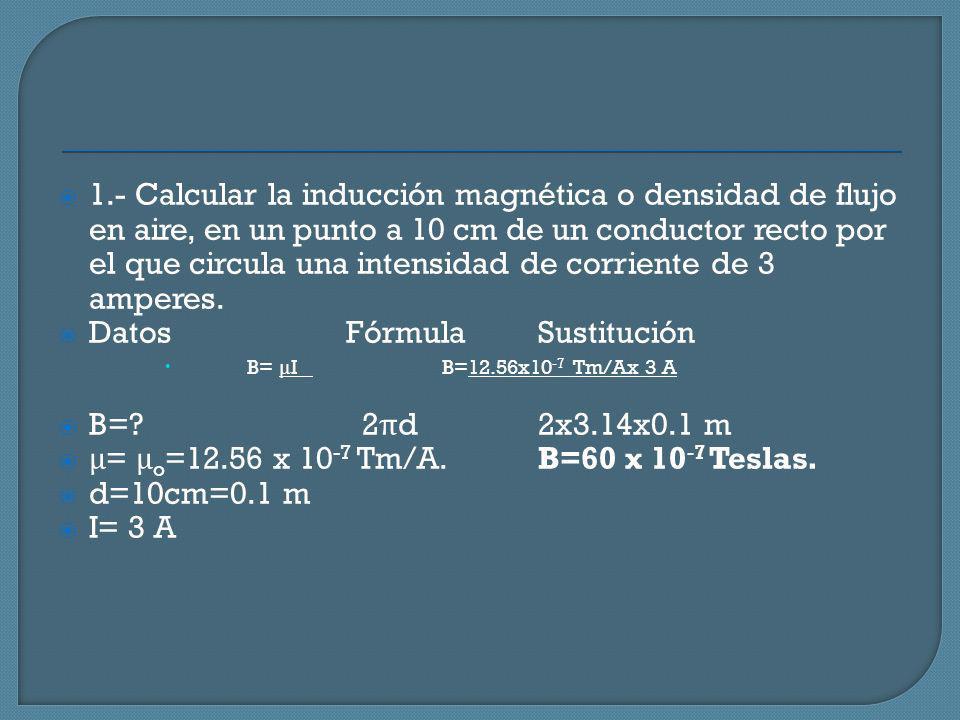 Datos Fórmula Sustitución B= 2πd 2x3.14x0.1 m