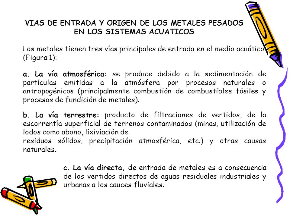 VIAS DE ENTRADA Y ORIGEN DE LOS METALES PESADOS EN LOS SISTEMAS ACUATICOS