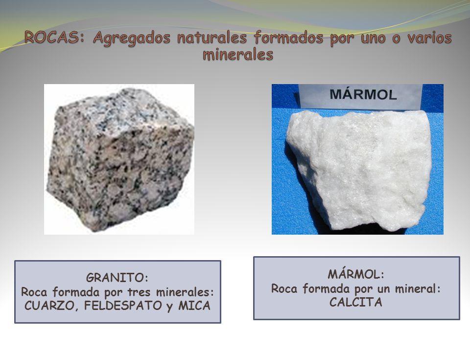 ROCAS: Agregados naturales formados por uno o varios minerales