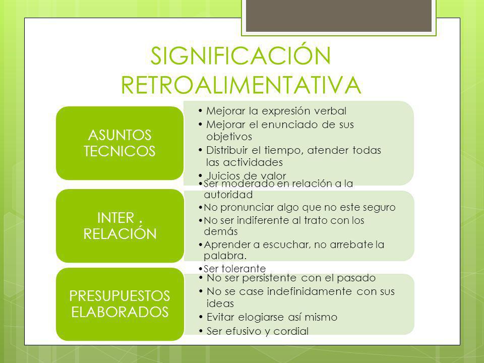 SIGNIFICACIÓN RETROALIMENTATIVA