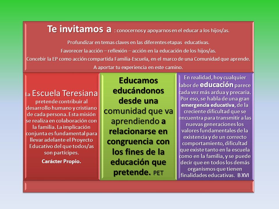 Te invitamos a : conocernos y apoyarnos en el educar a los hijos/as.