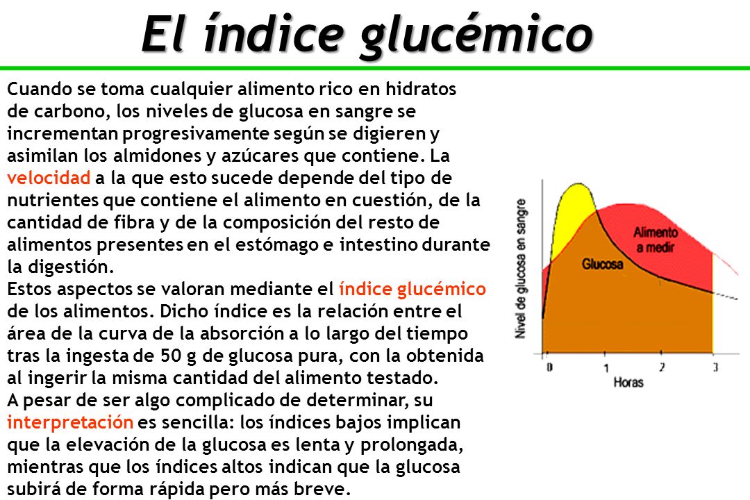 El índice glucémico Cuando se toma cualquier alimento rico en hidratos