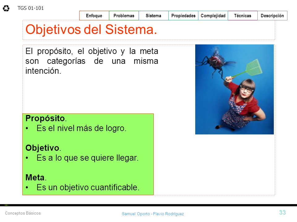 Objetivos del Sistema. El propósito, el objetivo y la meta son categorías de una misma intención. Propósito.