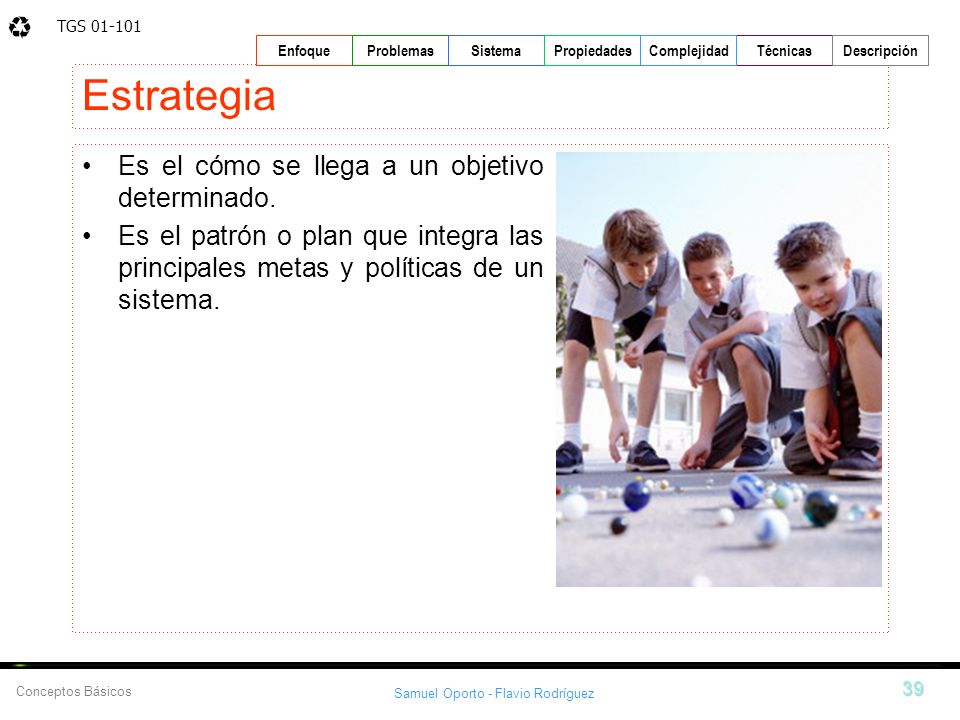 Estrategia Es el cómo se llega a un objetivo determinado.