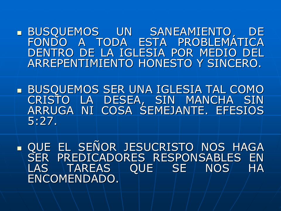 BUSQUEMOS UN SANEAMIENTO DE FONDO A TODA ESTA PROBLEMÁTICA DENTRO DE LA IGLESIA POR MEDIO DEL ARREPENTIMIENTO HONESTO Y SINCERO.