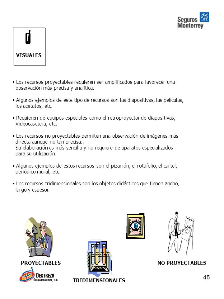 VISUALES Los recursos proyectables requieren ser amplificados para favorecer una. observación más precisa y analítica.