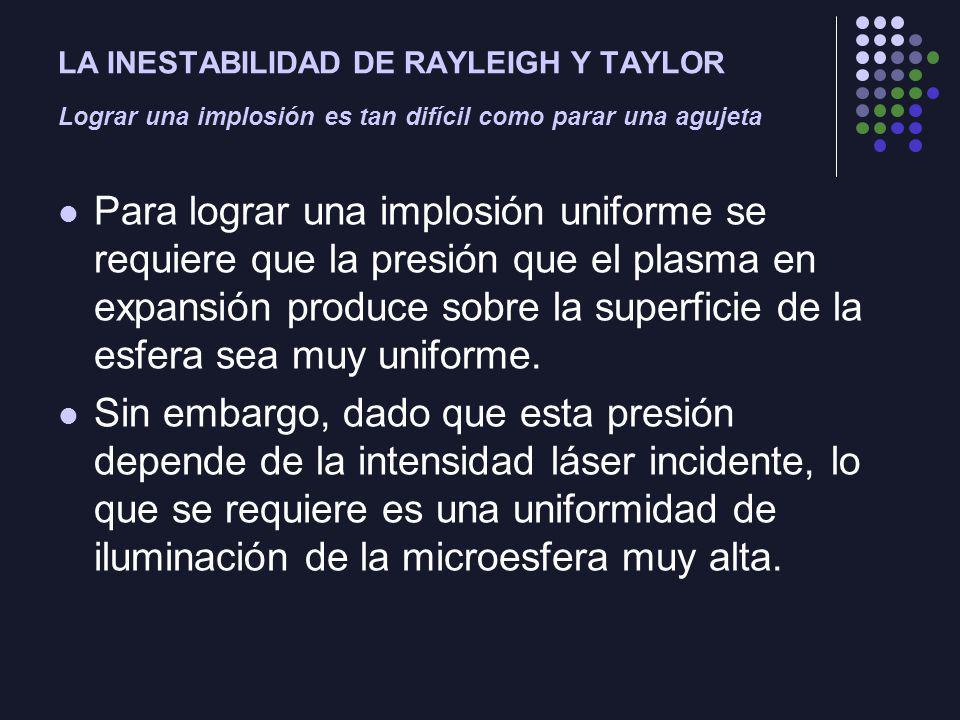 LA INESTABILIDAD DE RAYLEIGH Y TAYLOR Lograr una implosión es tan difícil como parar una agujeta