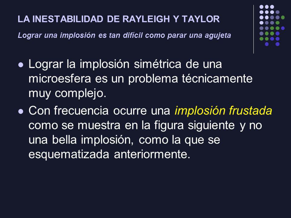 LA INESTABILIDAD DE RAYLEIGH Y TAYLOR Lograr una implosión es tan difícil como parar una agujeta