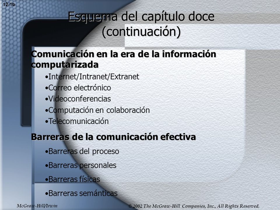 Esquema del capítulo doce (continuación)