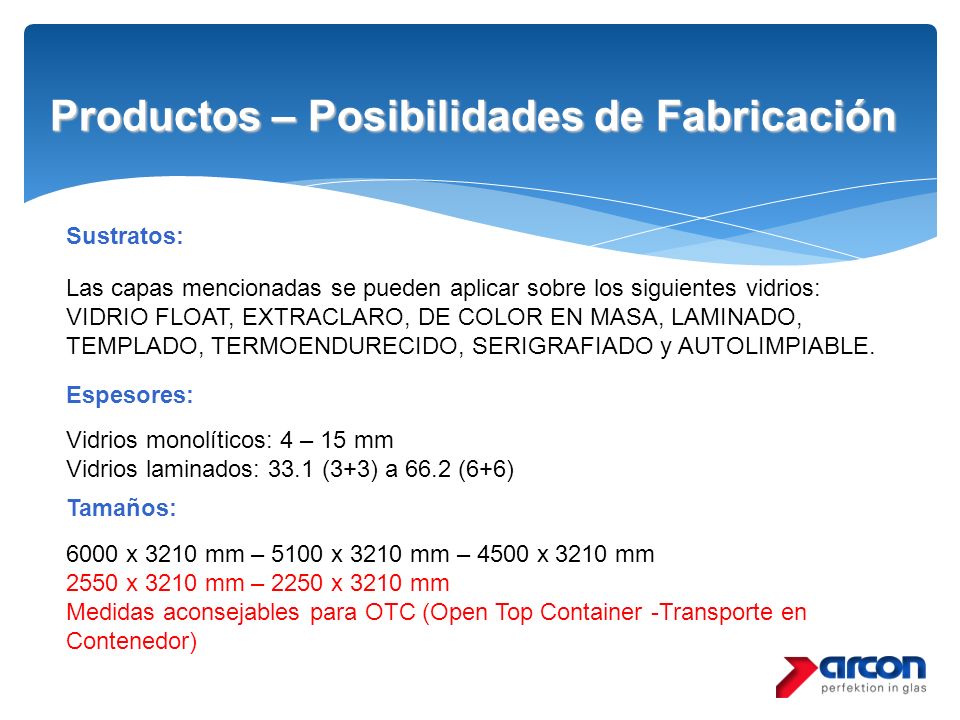 Productos – Posibilidades de Fabricación